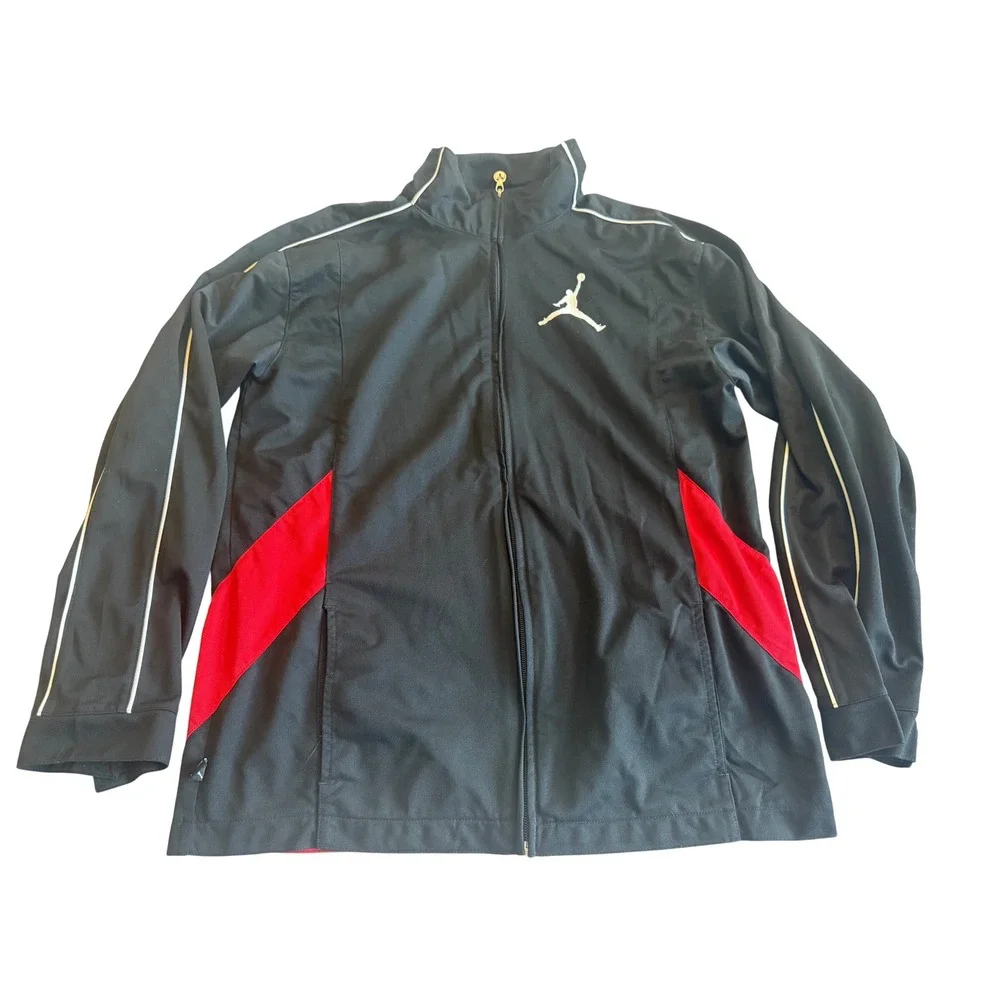 Jordan Mens Track Jacket Large Black Red Full Zip Athleisure Training Sports Gym